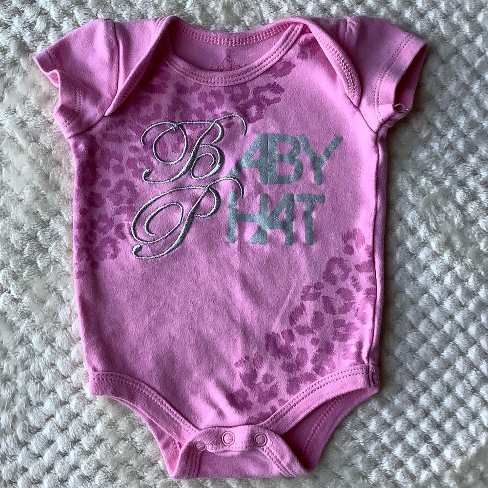 Baby Phat Pink Bodysuit with Elegant Cursive Design 0-3M